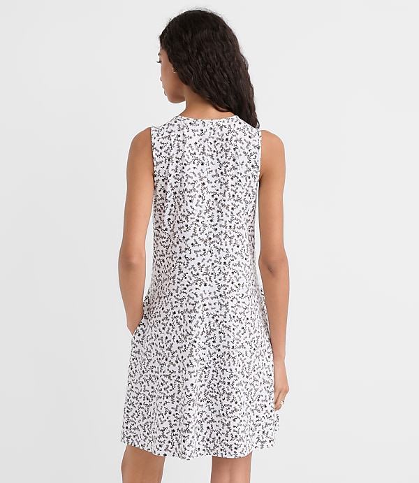 Floral Pintucked Bow Mini Pocket Dress