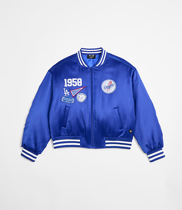 Wild Collective Dodgers Satin Bomber Jacket