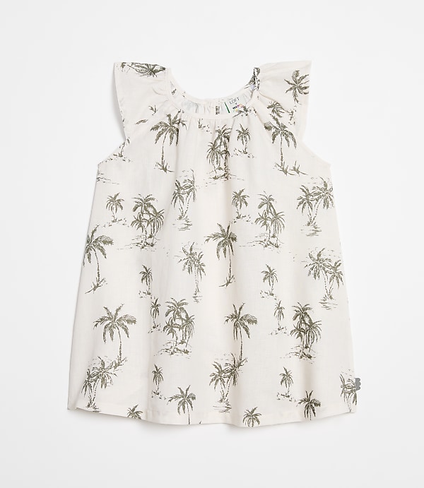 LOFT x Mon Coeur Linen Palm Tree Dress