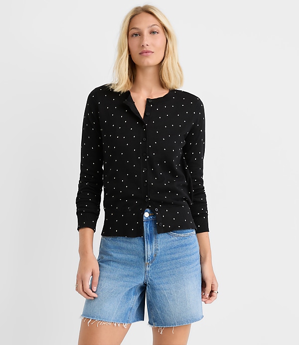Dotted Modern Crew Neck Cardigan