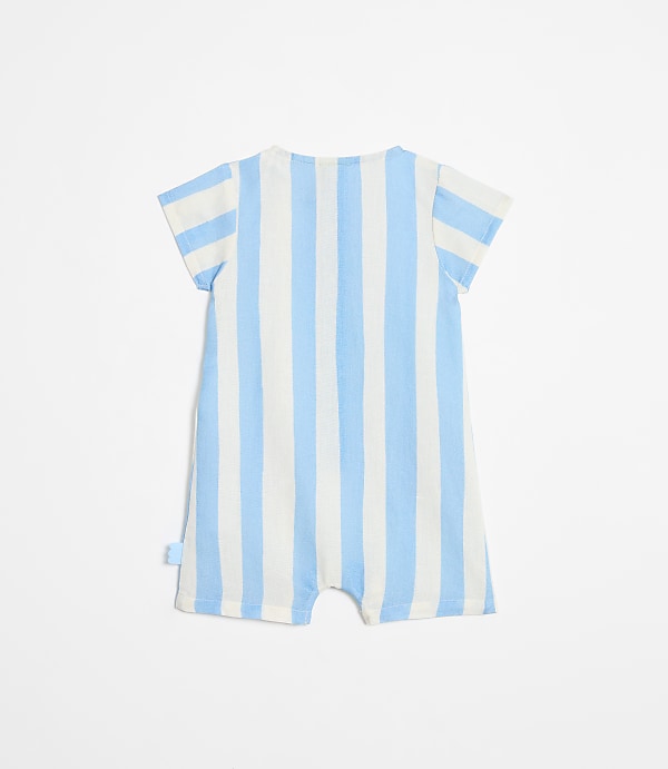LOFT x Mon Coeur Linen Blue Cabana Romper