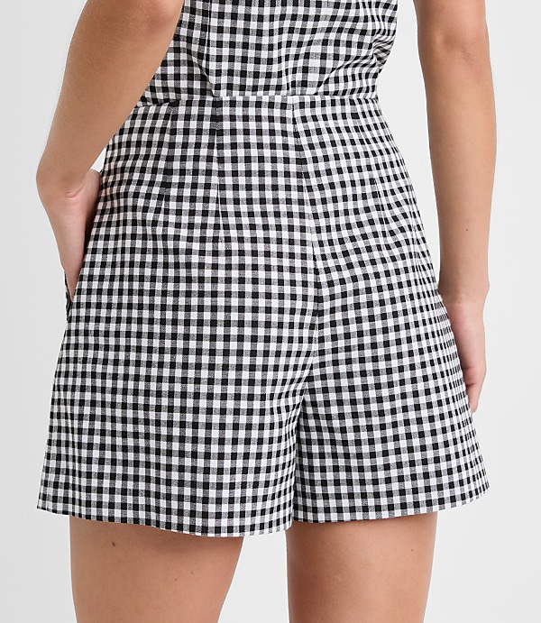 Darted Side Zip Shorts in Gingham
