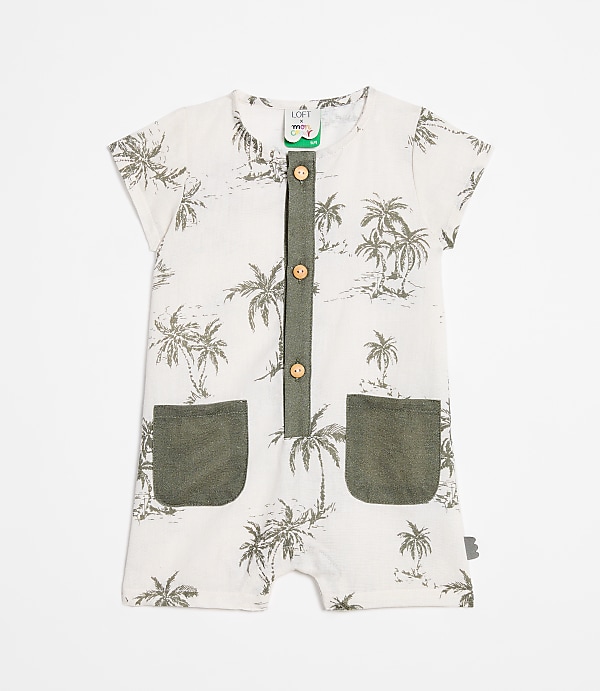 LOFT x Mon Coeur Linen Palm Tree Romper