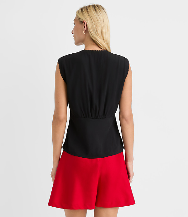 Petite Lace Trim Cap Sleeve Top
