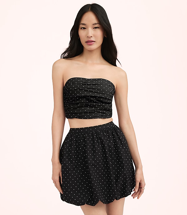 Lately Dotted Poplin Strapless Top