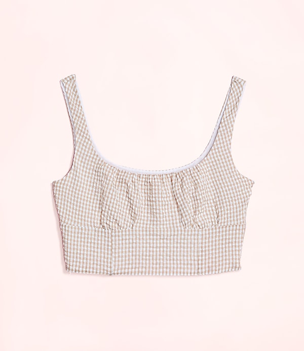 Lately Striped Seersucker Cropped Top