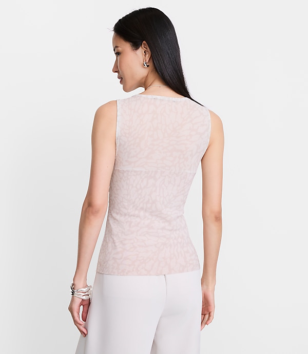 Petite LOFT Versa Animal Print Mesh Ruched Top