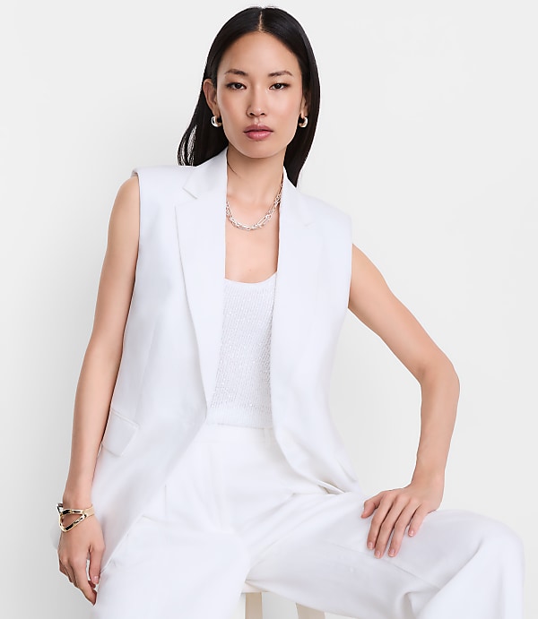 Petite LOFT Versa Luxe Lyocell Linen Sleeveless Blazer
