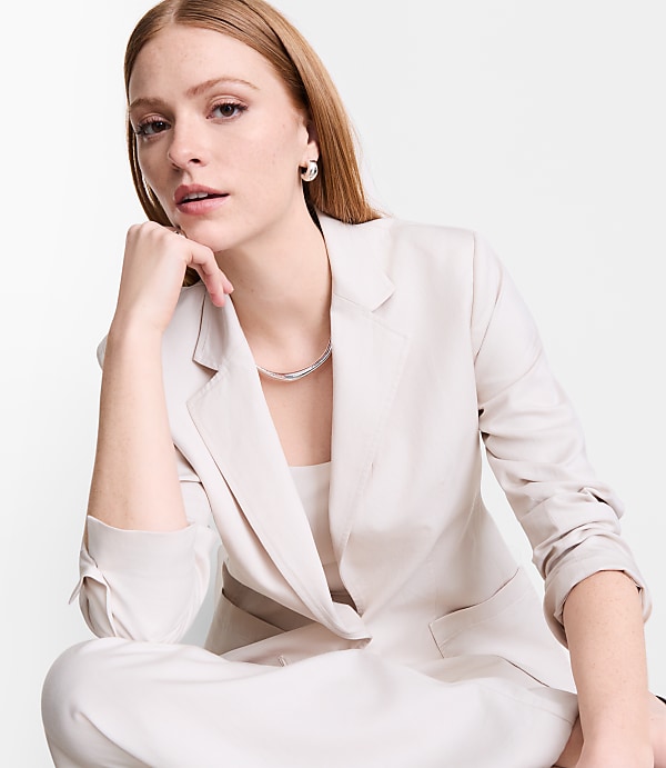 Petite LOFT Versa Pure Spun Patch Pocket Blazer