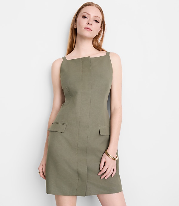 Petite LOFT Versa Pure Spun Apron Mini Pocket Dress