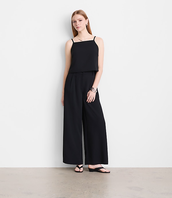 Petite LOFT Versa Crepe Drape Square Neck Top
