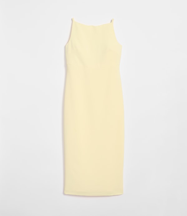 LOFT Versa Crepe Drape Square Neck Midi Dress
