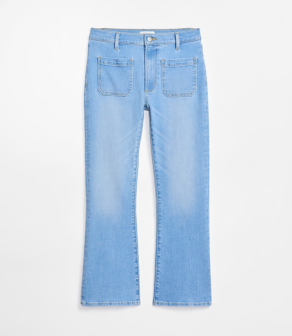 Rivete Petite Curvy Mid Rise Kick Crop Jeans in Vintage Light Wash