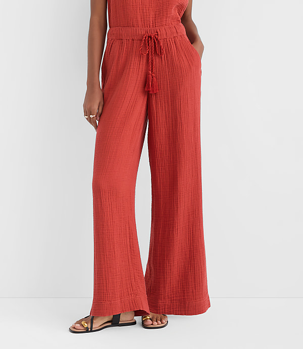 Petite LOFT Beach Triple Cloth Wide Leg Pants