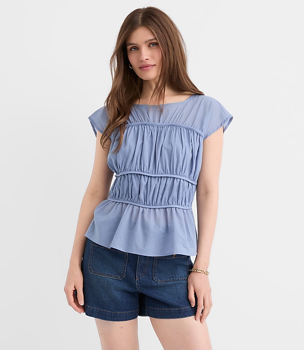 Ruched Wedge Top