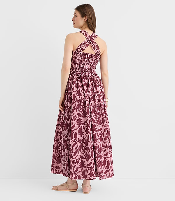 Hibiscus Smocked Maxi Halter Dress