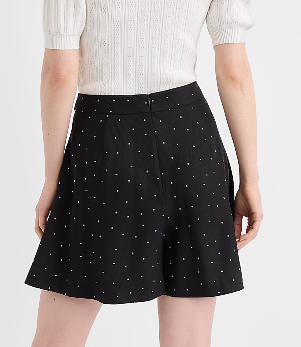 Petite Side Zip Shorts in Dotted Linen Blend