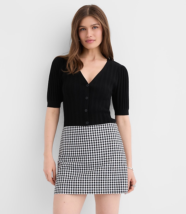 Petite Gingham Modern Mini Skort