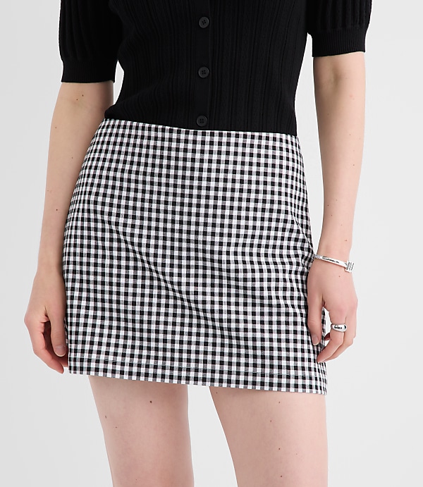 Petite Gingham Modern Mini Skort