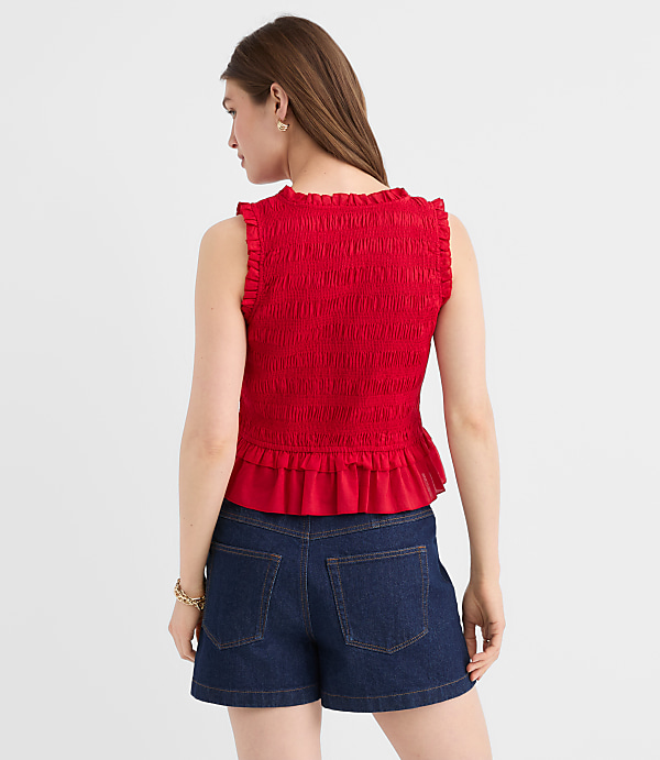 Smocked Ruffle Peplum Top