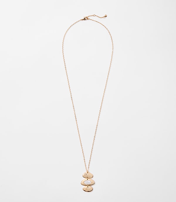 Pearlized Linear Molded Metal Necklace