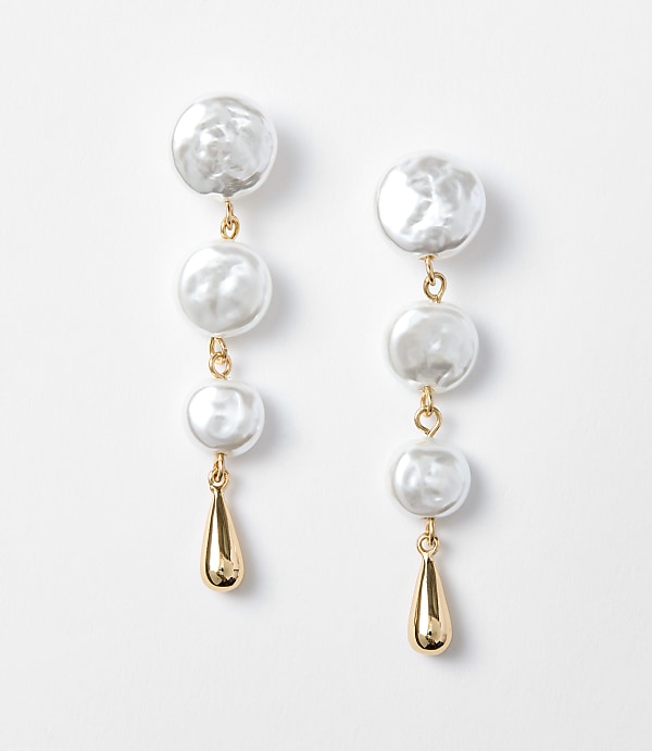 Pearlized Linear Drop Earrings