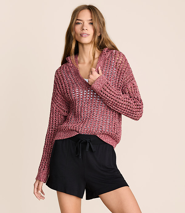 Lou & Grey Marled Open Stitch Hoodie Sweater