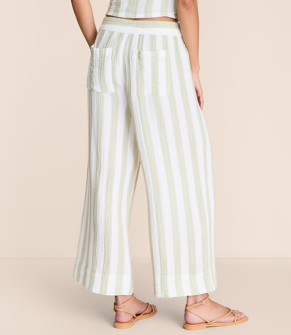 Lou & Grey Striped Triple Cloth Wide Leg Crop Pants