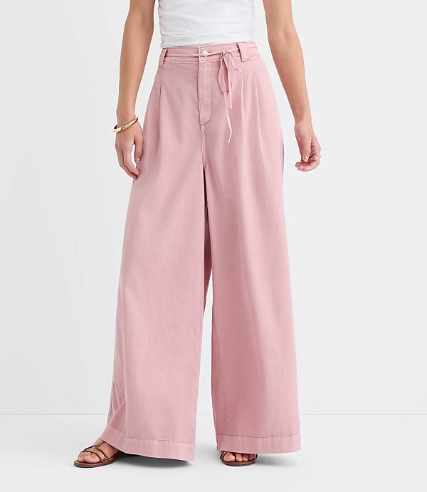 Tie Waist Pleated Palazzo Pants
