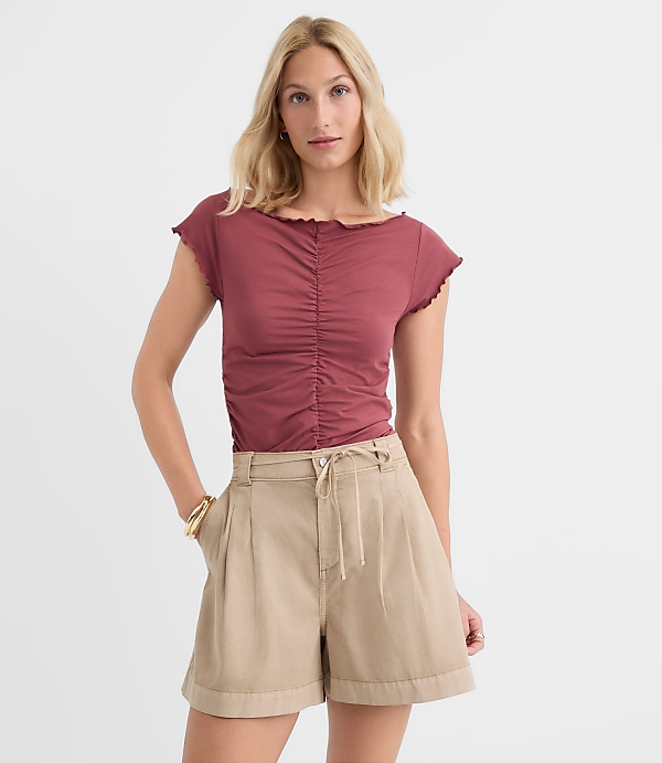 Ruffle Trim Ruched Top