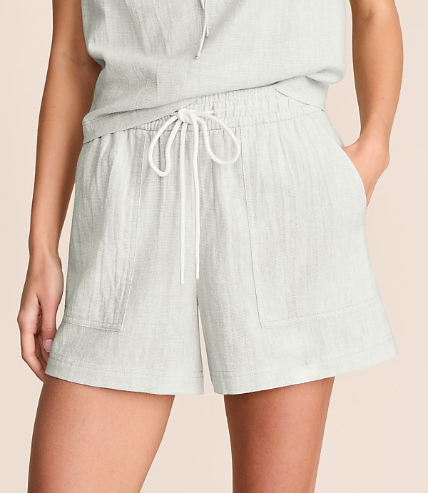 Petite Lou & Grey Crosshatch Linen Cotton Shorts