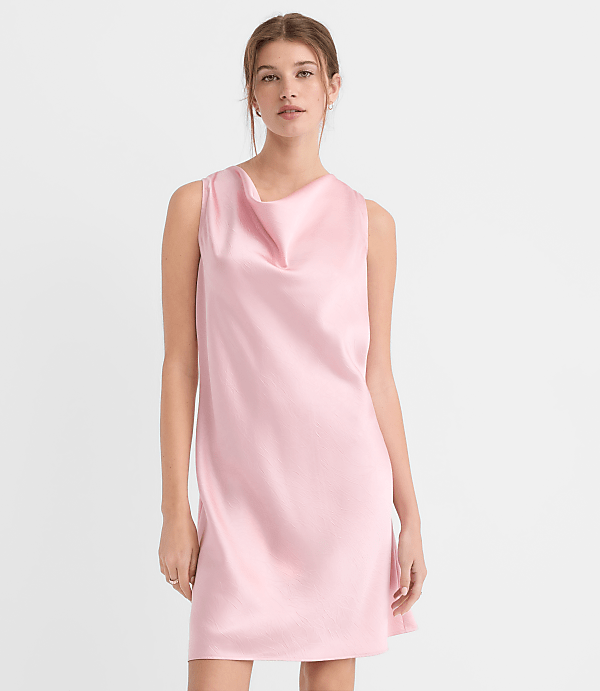Petite Satin Cowl Neck Bias Mini Dress
