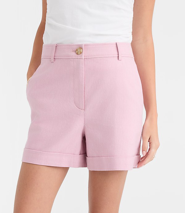 Petite Cuffed Shorts in Cotton Linen