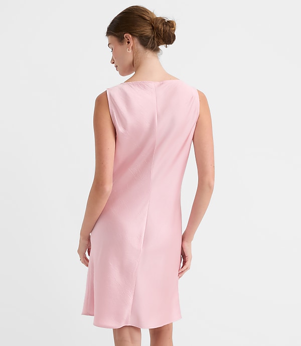 Satin Cowl Neck Bias Mini Dress