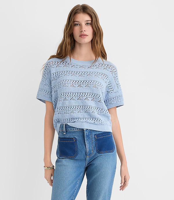 Pointelle Relaxed Sweater Tee
