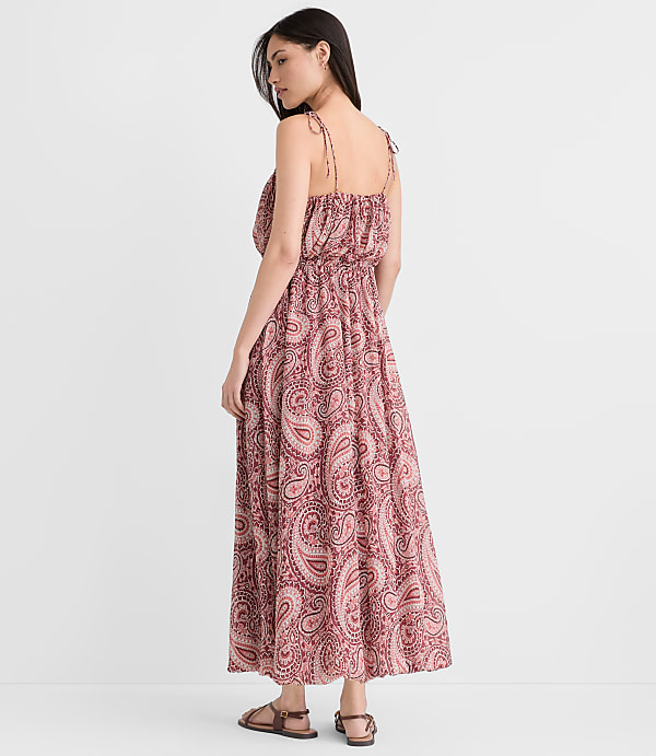 Petite Paisley Tie Strap Bubble Maxi Dress