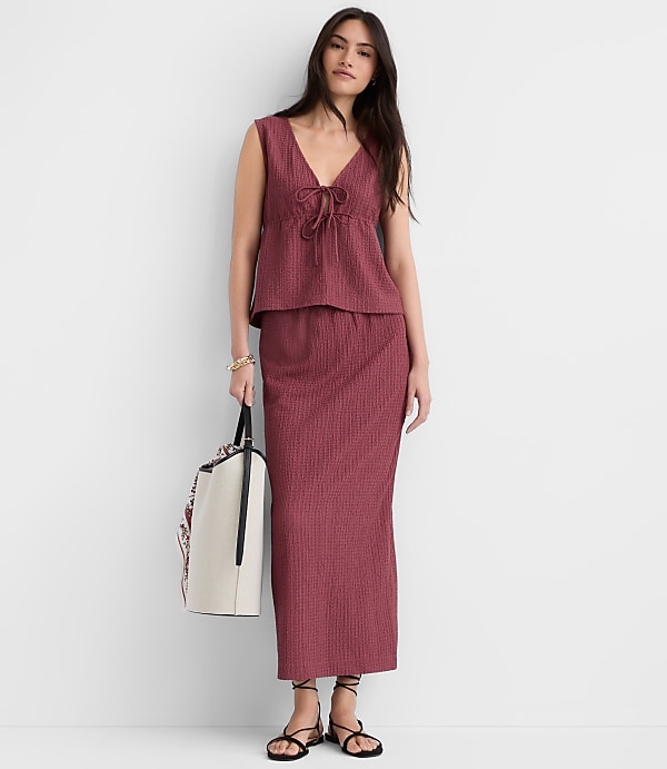 Petite Textured Column Midi Skirt