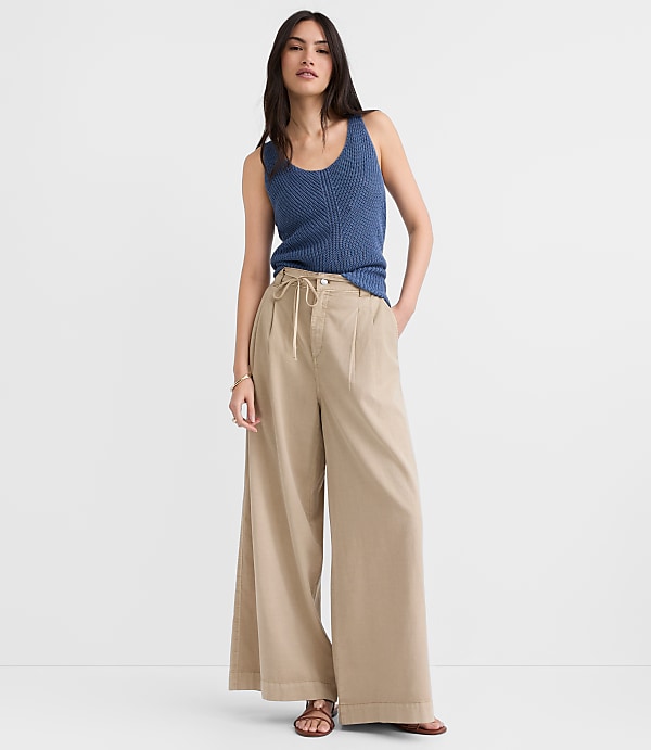 Tie Waist Pleated Palazzo Pants