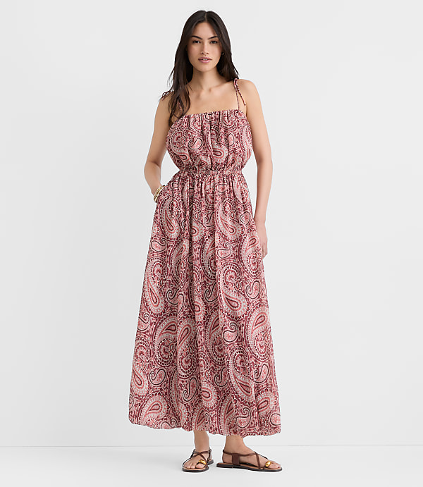 Paisley Tie Strap Bubble Maxi Dress