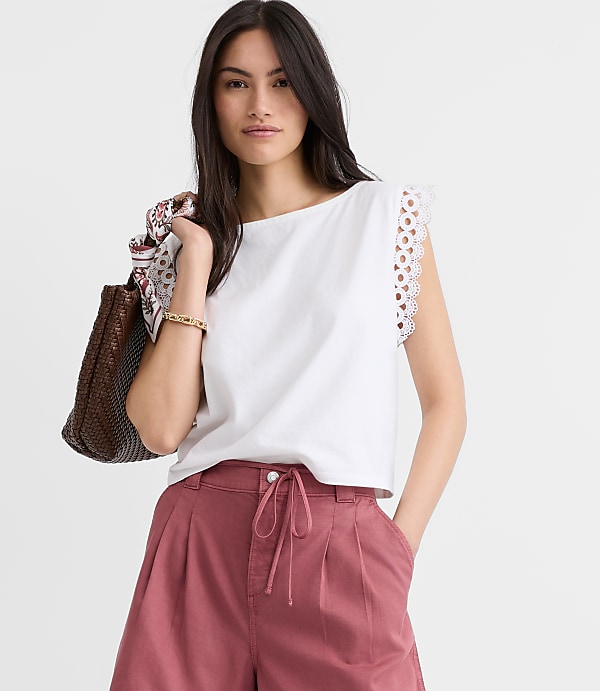 Crochet Trim Modern Wedge Tee