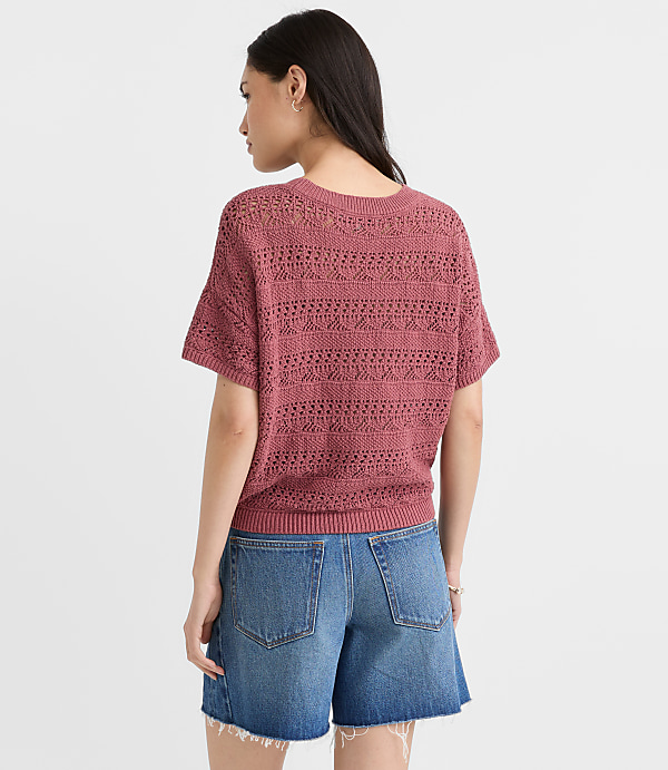Pointelle Relaxed Sweater Tee