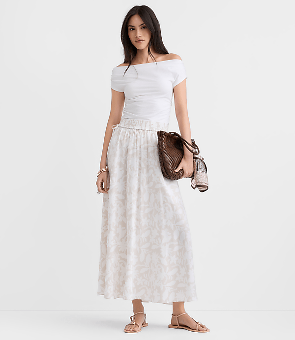 Petite Hibiscus Side Tie Maxi Skirt