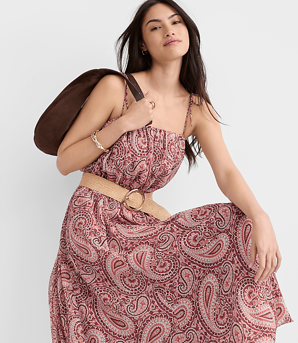 Paisley Tie Strap Bubble Maxi Dress