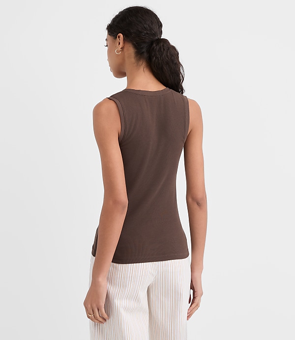 Lace Up Perfect Ribbed Scoop Neck Tank Top