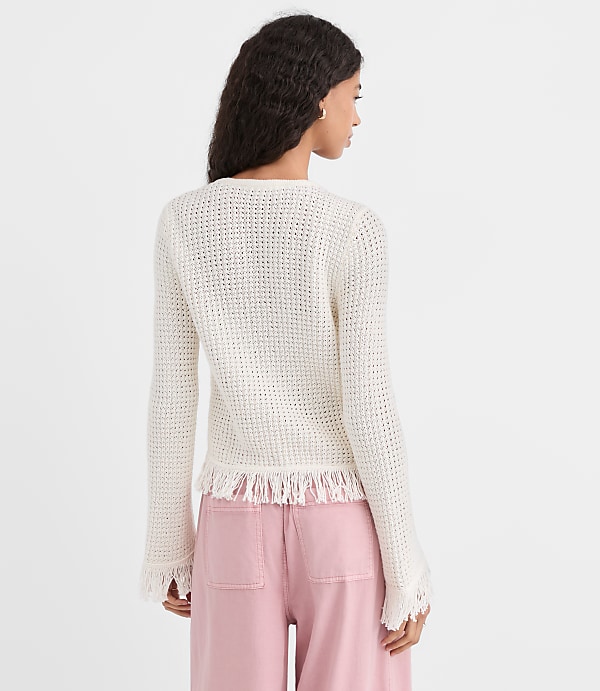 Fringe V-Neck Cardigan