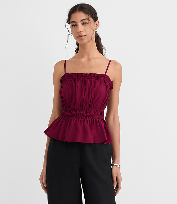 Petite Ruffle Smocked Waist Cami