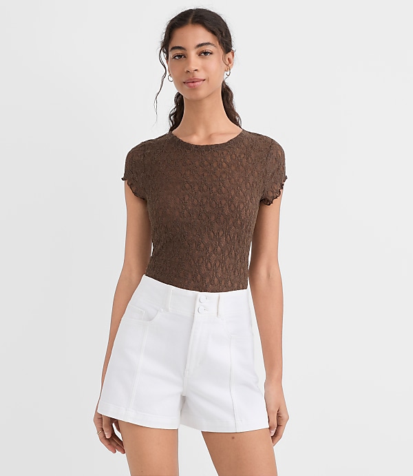 Petite Lace Cap Sleeve Tee