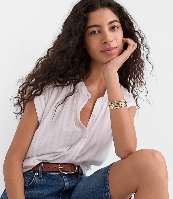 Petite Striped Everyday Dolman Shirt