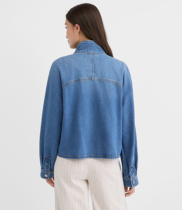 Petite Denim Modern Cargo Jacket in Authentic Indigo