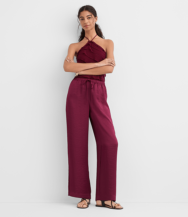 Petite Sawyer Pull On Pants in Satin